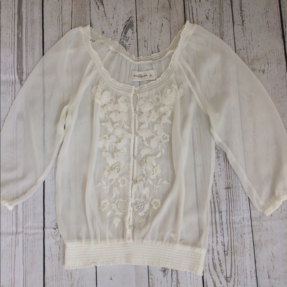 Abercrombie And Fitch Floral Sheer Long Sleeve
